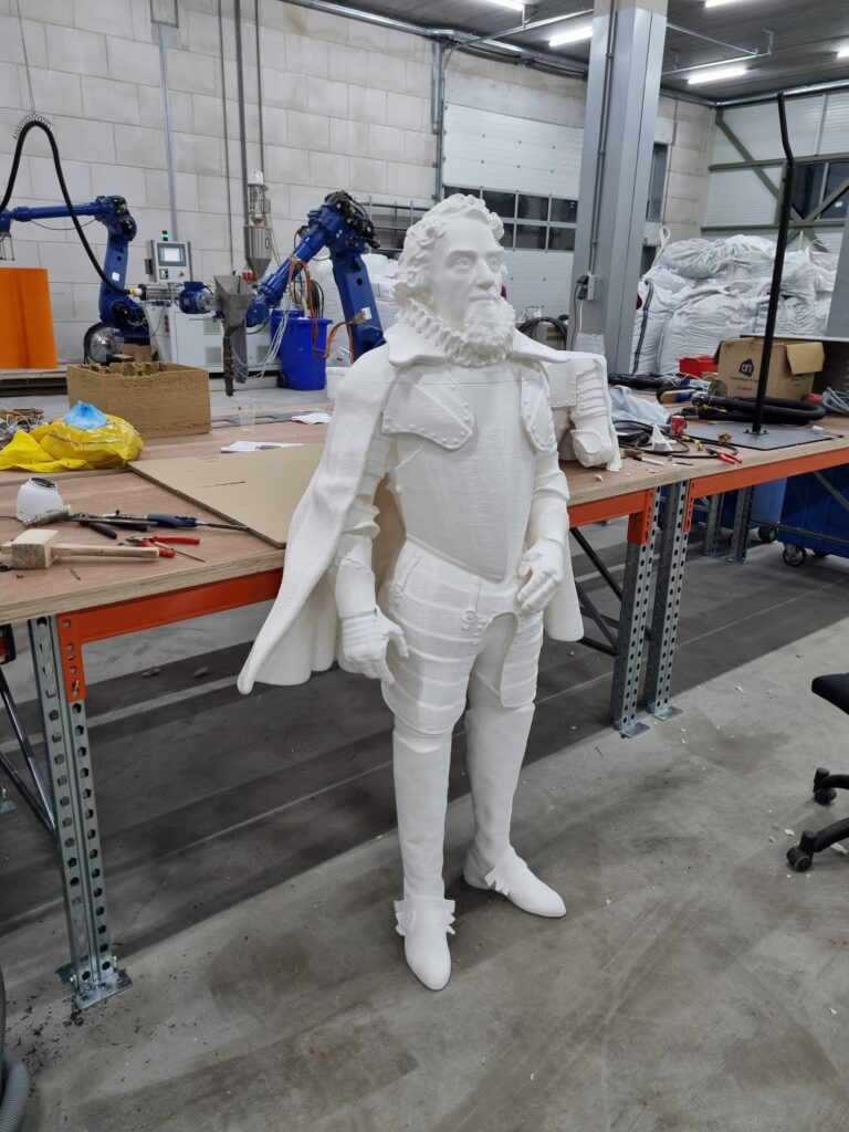 Raw 3d printed statue of Prins Maurits